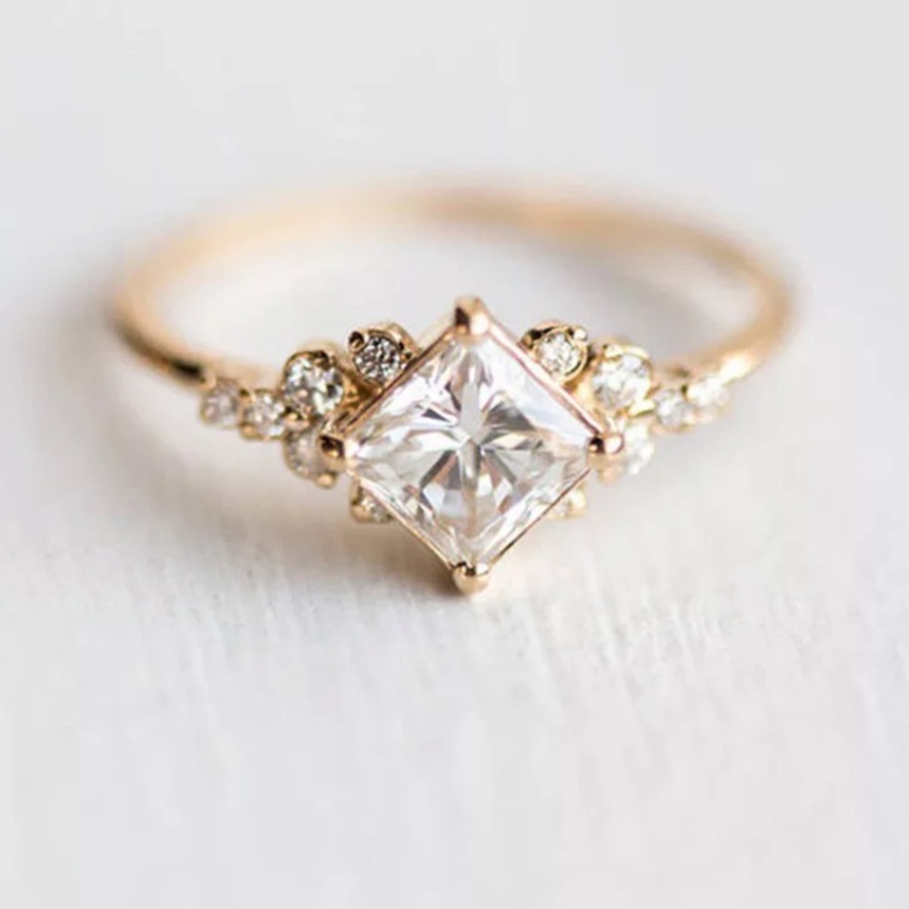 18K Gold Filled White Sapphire Diamond Cut Ring
